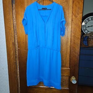 Banana Republic Womens Large Blue VNeck Short Sleeve Dress With Pockets